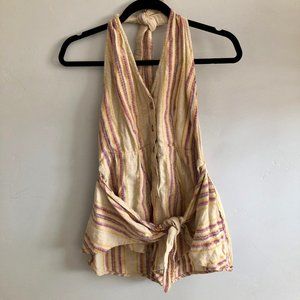 Urban Outfitters Rainbow Striped Halter Top Wrap Romper